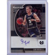 2020-21 Prizm Draft Picks Sam Merrill #83 Prospect Autographs Utah State Aggies/Milwaukee Bucks