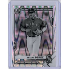 2021 BOWMAN DRAFT CHROME MILKAR PEREZ BLACK & WHITE RAYWAVE REFRACTOR  BDC-117 SEATTLE MARINERS