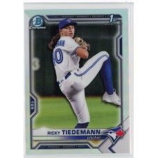 2021 BOWMAN DRAFT CHROME RICKY TIEDEMANN REFRACTOR BDC-89 TORONTO BLUE JAYS