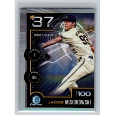 2025 Bowman Jacob Misiorowski #BTP-37 Bowman Scouts' Top 100 Milwaukee Brewers