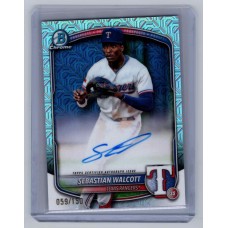 2025 Bowman Sebastian Walcott #CPA-SW Chrome Prospect Autographs Mojo Refractor /150 Texas Rangers