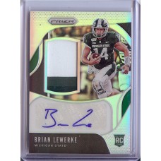 2020 Prizm Brian Lewerke #18 Draft Picks Patch Autographs 97/99 Michigan State Spartans/New England Patriots