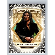 2025 Upper Deck Goodwin Champions Kevin Concepcion #43 Glossy Black Parallel Prospect Football 1:2 Hobby, 1:2 e-Pack