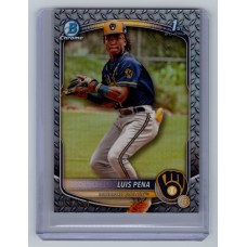 2025 Bowman Luis Pena #BCP-38 Bowman Chrome Prospects Steel Metal #/100 (1:1,039) Milwaukee Brewers