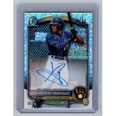 2025 Bowman Yophery Rodriguez #CPA-YR Chrome Prospect Autographs Mini Diamond /100 (1:920) Milwaukee Brewers