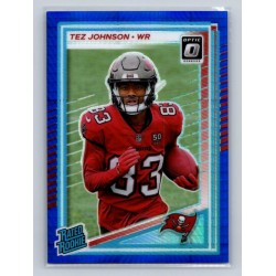 2025 Donruss Optic Tez Johnson #231 Rated Rookies Blue Hyper Tampa Bay Buccaneers