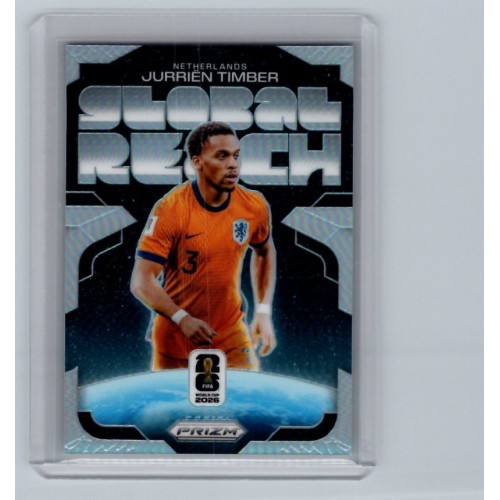 2026 Prizm FIFA World Cup Jurrien Timber Global Reach Prizms Silver # 14 Netherlands