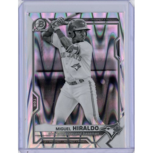 2021 BOWMAN DRAFT CHROME MIGUEL HIRALDO BLACK & WHITE RAYWAVE REFRACTOR BDC-98 TORONTO BLUE JAYS 2021 BOWMAN DRAFT CHROME MIGUEL HIRALDO BLACK & WHITE RAYWAVE REFRACTOR BDC-98 TORONTO BLUE JAYS
