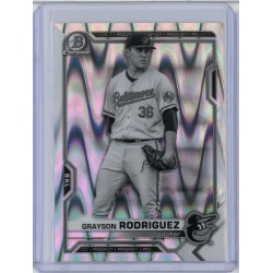 2021 BOWMAN DRAFT CHROME GRAYSON RODRIGUEZ BLACK & WHITE RAYWAVE REFRACTOR BDC-136 BALTIMORE ORIOLES 2021 BOWMAN DRAFT CHROME GRAYSON RODRIGUEZ BLACK & WHITE RAYWAVE REFRACTOR BDC-136 BALTIMORE ORIOLES