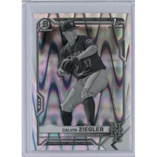 2021 BOWMAN DRAFT CHROME CALVIN ZIEGLER BLACK & WHITE RAYWAVE REFRACTOR BDC-123 NEW YORK METS 2021 BOWMAN DRAFT CHROME CALVIN ZIEGLER BLACK & WHITE RAYWAVE REFRACTOR BDC-123 NEW YORK METS