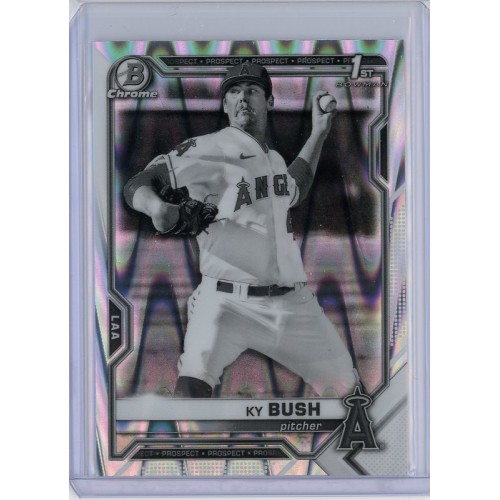 2021 BOWMAN DRAFT CHROME KY BUSH BLACK & WHITE RAYWAVE REFRACTOR  BDC-149 ANGELS