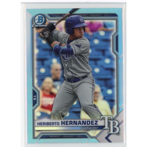 2021 BOWMAN DRAFT CHROME HERIBERTO HERNANDEZ SKY BLUE REFRACTOR BDC-100 TAMPA BAY RAYS
