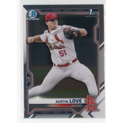 2021 BOWMAN DRAFT CHROME AUSTIN LOVE BASE BDC-164 ST. LOUIS CARDINALS