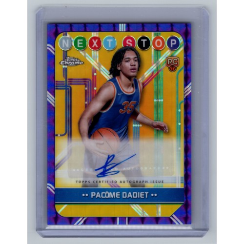 2024-25 Topps Chrome Breakers Delight Pacôme Dadiet #NSS-PD RC Next Stop Signatures Purple Geometric Refractor - (1:4 breaker) New York Knicks