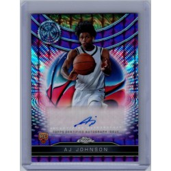 2024-25 Topps Chrome Breakers Delight AJ Johnson #TCRA-AJ Topps Certified Autograph Issue Rookies Purple Geometric Refractor - (1:5 breaker) Milwaukee Bucks