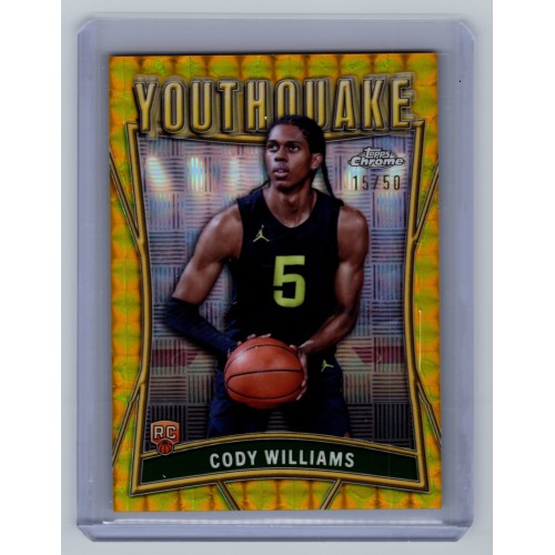 2024-25 Topps Chrome Breakers Delight Cody Williams #YQ-8 RC Youthquake Gold Geometric Refractor - (1:29 breaker) /50 Utah Jazz