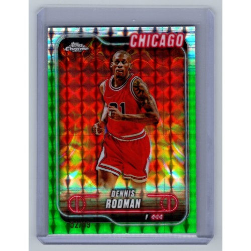 2024-25 Topps Chrome Breakers Delight Dennis Rodman #95 Green Refractor - (1:49 hobby, 1:1,013 value, 1:444 mega) /99 Chicago Bulls